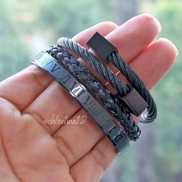 NEW 3 Piece Royal Roman Bracelet Bangle Cuff Set - Picture 5 of 16